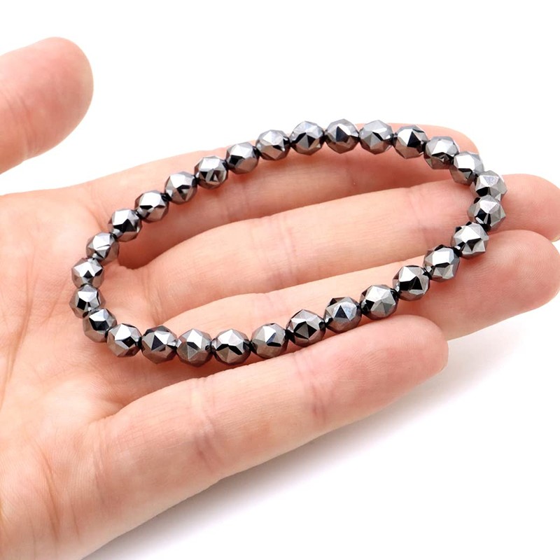 Terahertz Mineral Bracelet 6mm Star Cut Mens Womens Power Stone