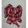 HANDMADE CHRISTMAS WREATH BOW RED & GRAY BUFFALO CHECK LANTERN