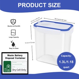 Battery Disposal Container with Label and Date Recording Pen| Used Dry-Cell Battery Recycling Container|Battery Processing Container | Battery Organizer Container