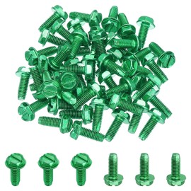 PATIKIL 10-32 x 1/2 Inch Self Tapping Ground Screws, 100 Pack Green Grounding Hex Flanged Head for Electrical Junction Boxes, Metal Outlet and Switch Boxes
