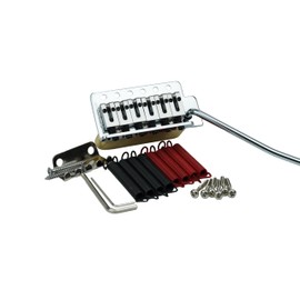 Guyker Guitar Tremolo Bridge with Brass Roller Saddle String Space 10.5mm & Brass Block & Spring and Claw, Pop-In Vibrato Bar, Complete Install Kit for Start ST Electric Guitar(GG-1001, Chrome)