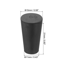 sourcing map Rubber Tapered Plug 11mm to 15mm Solid Test Tubes Bungs Stopper Black for Lab Home 24 Pieces