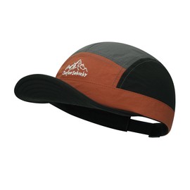 Croogo Short Brim 5 Panel Baseball Cap Fashion Flat Bill Cap for Men Women Lightweight Breathable Sports Hat for Outdoor Activities,Orange-BSSD2524