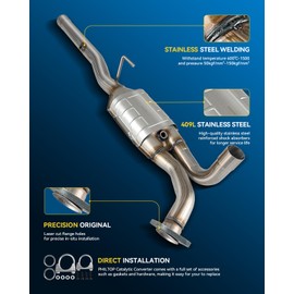 PHILTOP Stainless Steel Catalytic Converter Fit for 1994-2001 Ram 1500/2500 3.9/5.2/5.9L,1997-2001 Ram 3500 5.9L Replace 50505,23285,51274,20303,9666(EPA Compliant)
