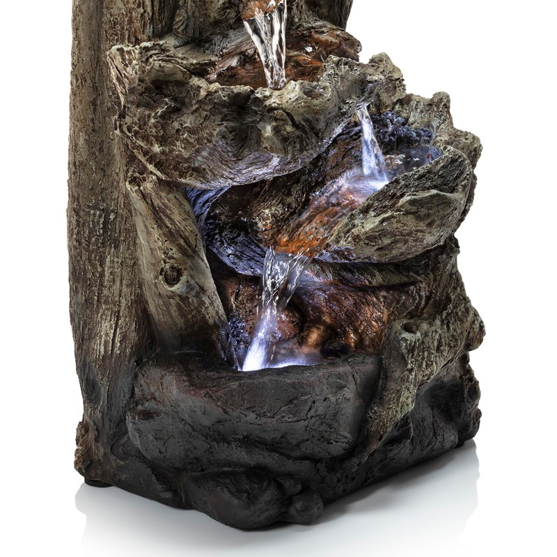 Alpine Corporation - 14" Tall Indoor Tiered Log Tabletop Fountain