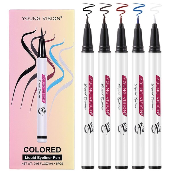 Waterproof Liquid Eyeliner Pen - 5 Colors Coloured Eyeliner, Highly