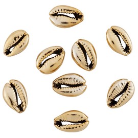 Cheriswelry 50pcs Electroplated Cowrie Shell Beads Light Gold Natural Ocean Summer Spiral Seashells for Vase Filler Fish Tank Home Party Wedding Decoration