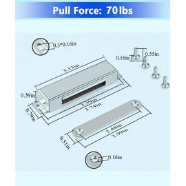 WOOCH Door Magnetic Catch - 70lb High Magnetic Stainless Steel Heavy Duty Catch for Kitchen Bathroom Cupboard Wardrobe Closet Closures Cabinet Door Drawer Latch (3.7 in Silver, 4-Pack)