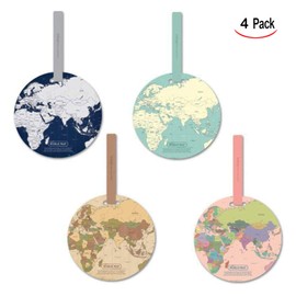 XLKJ Pack of 4 Luggage Tags World Map Luggage Tags with Address Tag, Handbag Tag Suitcase Address Labels, multicoloured