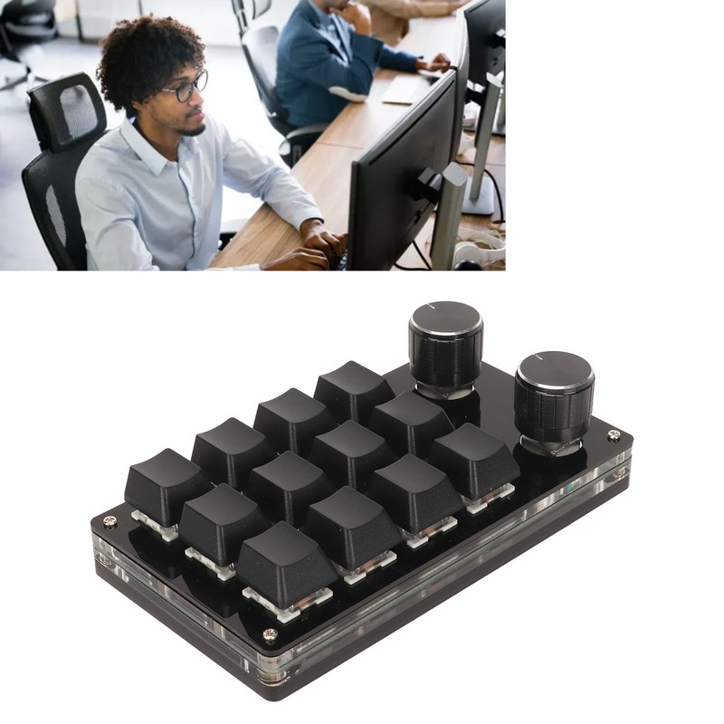 Mini 12 Key Keypad with 2 Knob Blue Switch DIY
