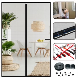 CHIYUNS Screen Door Mesh Magnetic Closure 36 x 82 inch, Self Closing Fiberglass Mosquito Net with Magnet for Doors, Heavy Duty Bug Fly Screens Curtain for Doorway, Keep Bugs Out, Pet Friendly