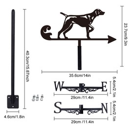 SUPERDANT Wetterhahn Hound Dog Wetterfahne Windrichtungsanzeiger Wetterfahnen Messinstrument Dachwetterfahne Weather Vane Für Außenbereich Garten Bauernhof Hinterhof Pavillon Scheune Kunstdekoration