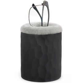 Mkono Plush Lined Eyeglasses Holder Protective Glasses Holder Stand Case Anti-scratch Glasses Storage Organizer for Table, Desk, Nightstand, Office, Black