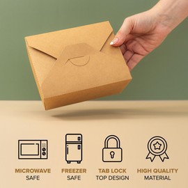 February 30th 30oz Disposable Kraft Take-Out Containers - Microwaveable, Leak-Proof,Oil-Resistant, Eco-Friendly Food Boxes for Restaurants, Catering, & Meal Prep (50 Pack)