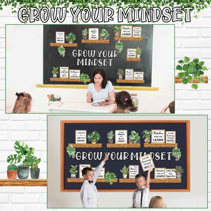 Qilery Bookshelf Bulletin Board Set Grow Your Mindset Motivational Classroom