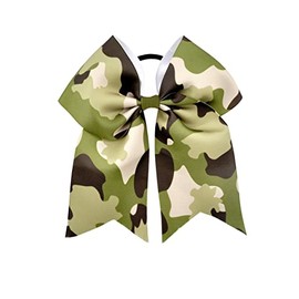 BBTDIN Camouflage Hair Clip, Green Tye Dye Ponytail Holder Bow for Girls's Daily Wear, Military Theme Party, Team Cheer Competitions, High School Practice, Hair Securing, 7.87 Inches