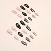 24pc Almond False Nails with Full Cover - Black, Pink,