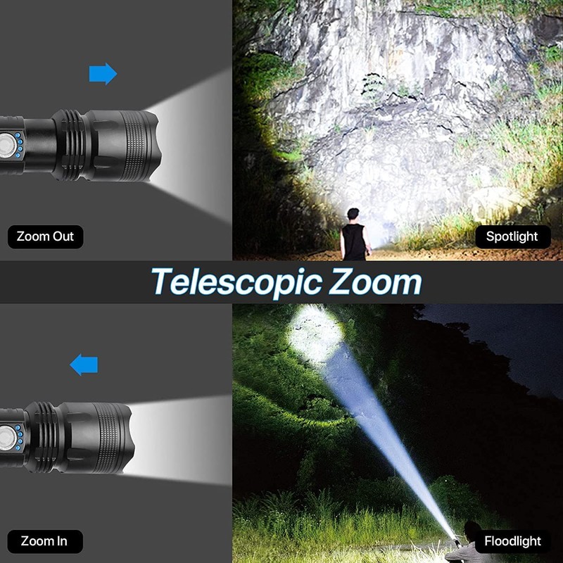 BERCOL Rechargeable Flashlights High Lumens, 90000 Lumens Super Bright LED