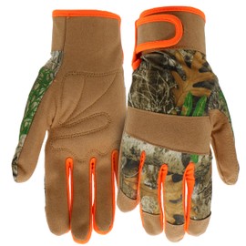 Boss Youth Utility High Visibility Realtree Synthetic Leather Safety Gloves, Camouflage Design, Knuckle Padding, Hook and Loop Closure, Youth Size, (BRE52191-YL)