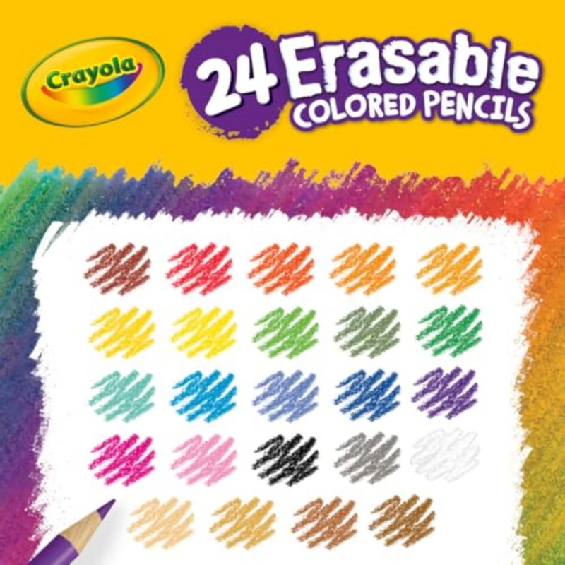 Crayola Erasable Colored Pencils (24ct), Kids Coloring Pencils for Coloring