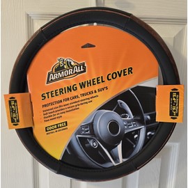 Armor All PremiumSoft Touch Sport Steering Wheel Cover BLACK w WOOD 15.4"-15.7"