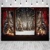 AIBIIN 7x5ft Christmas Window Background Winter Snowy Forest Xmas Tree