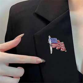 DEYOUM Rhinestone USA Flag Brooch Pin for Women Men Shiny Crystal 4th of July American Patriotic Medal Brooches Independence Memorial Day Jewelry (blue flag)
