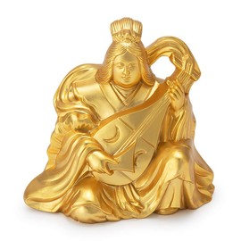 Takita Shoten Buddha Statue, Good Luck Seven Lucky Gods, Benzaiten (Height 2.4 x Width 2.6 inches (6.2 x 6.5 cm) (by Hidemun Makita) Prosperity in Business, Free of Disaster, Good Luck, and Affirmation from Takita Shoten Issued Certificate)