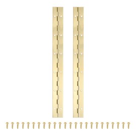 PATIKIL 12x1.2 Inch Piano Hinge,2 Pcs 304 Stainless Steel Continuous Hinge with Holes for Piano Gate Door Wooden Storage Box Cabinet Boat,Gold