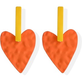 Heart Dangle Earrings Earrings Irregular Geometric Earrings for Women Teen Girls (Orange, One size)