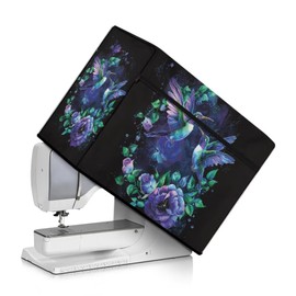 Kathyboom Purple Flower Bird Sewing Machine Cover with Top Handle,Anti Dust Sewing Machine Dust Cover Compatible with Most Standard Sewing Machines Home Decor