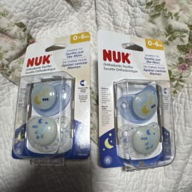 Juego de 2 chupetes de ortodoncia Nuk de silicona sin BPA 0-6 meses brillante en la oscuridad