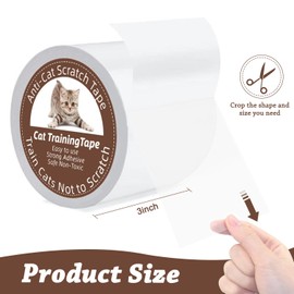 Anti Cat Scratch Tape, 3 inches x 30 Yards Anti Cat Scratch Furniture Protector, 100% Transparent Double Sided Tape for Cats, Cat Scratch Deterrent Tape for Cats