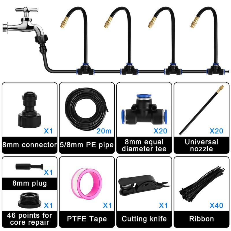 Trendecor 20M Automatic Irrigation System Kit, 360° Bendable Drip Irrigation