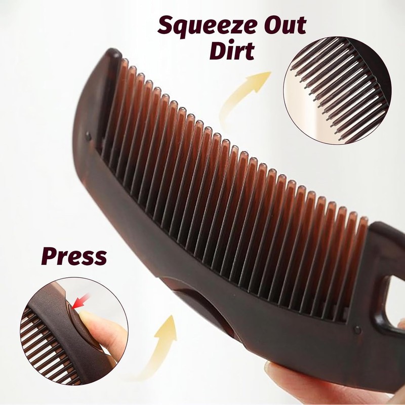 Heyumybit Dandruff Comb,2 Pcs Hollow Tooth Comb for Dandruff Removal,Pressable