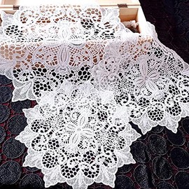 Set of 4 Lace Doilies Lace Coasters Round Flower Shape Mat Place Mats Table Full Crochet Doilies Cup Coasters for Dining Room Kitchen Banquet Wedding Decoration 40 cm Campanula