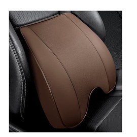 ZLOHPAE Memory Foam PU Leather Lumbar Pillow - Car Middle/Lower Back Support Pillow - Suitable for Car Seats, Office Chairs, Recliners, etc. (Brown)