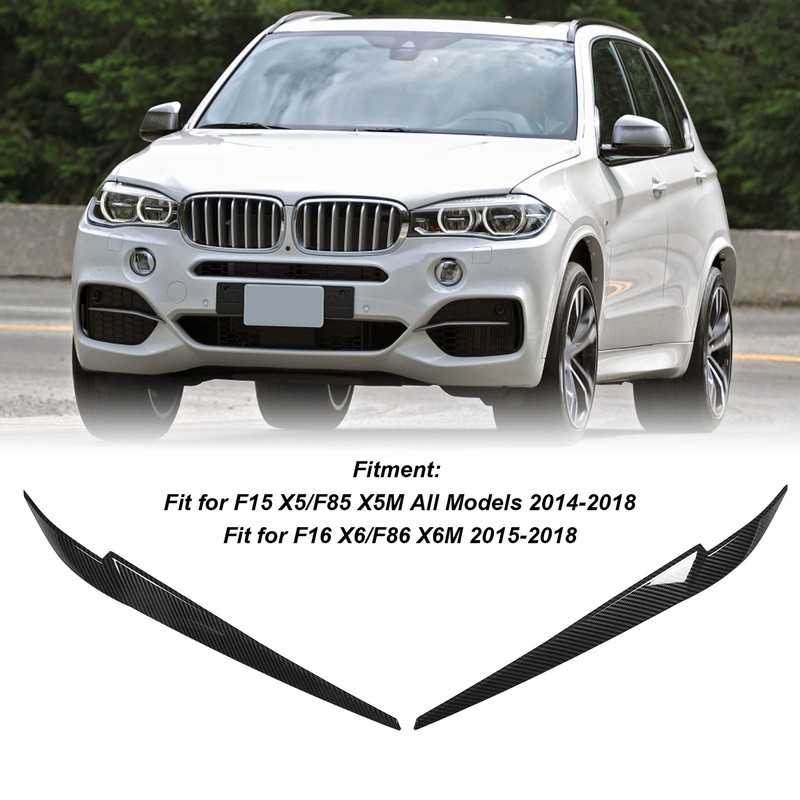 Pair Left Right Headlight Eyebrow Car Light Eyelids Carbon Fiber