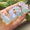 Manekieko Opalite Hand Carved Rabbit Statue, 1.5 Inch Crystals and