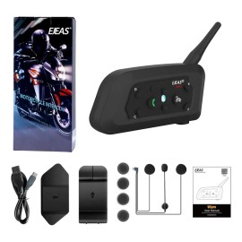 Intercomunicador Bluetooth Ejeas V6 Pro+ para 6 Motociclistas con Alcance de 1.2 km y Resistencia IP67