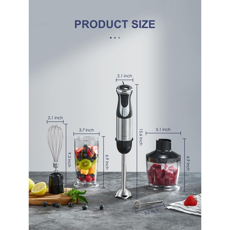 Reemix Immersion Blender, 5 in 1 Hand Blenders, 1000W Copper