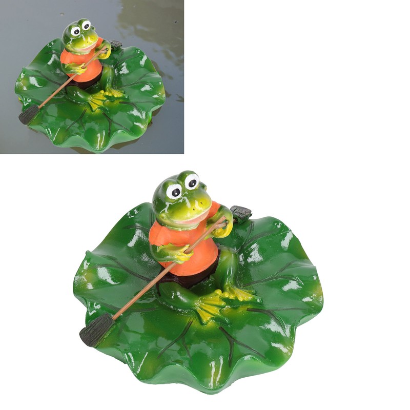 Simulation Resin Floating Lotus Leaf Frogs Ornament Fish Pond Fountain