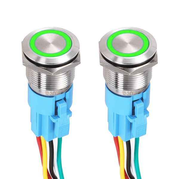 DMiotech 2Pcs 19mm / 3/4" Push Button Switch, IP65 1NO1NC
