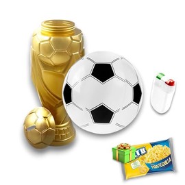 Copa de Fútbol, Alcancía, Vaso, Trofeo, Incluye Pelota Inflable Futbol Gratis Palomitas (Copa Mundial)