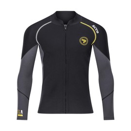 Wetsuit Top Men's 1.5mm Neoprene Wetsuits Jacket,Front Zipper Long Sleeves Diving Suit for Swimming,Snorkeling,Scuba Diving,Surfing (1.5mm-Black, L)