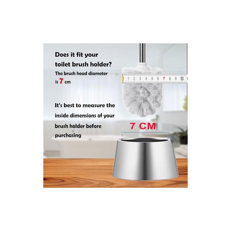 WAVEWO Stainless Steel Toilet Brush Set - 3 x Interchangeable