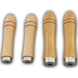 ZCZQC 4pcs Wooden File Handle with Strong Metal Collars - 2pcs Medium Wooden Handle for 6"-8" File and 2pcs Large Wooden Handle for 10"-12" File
