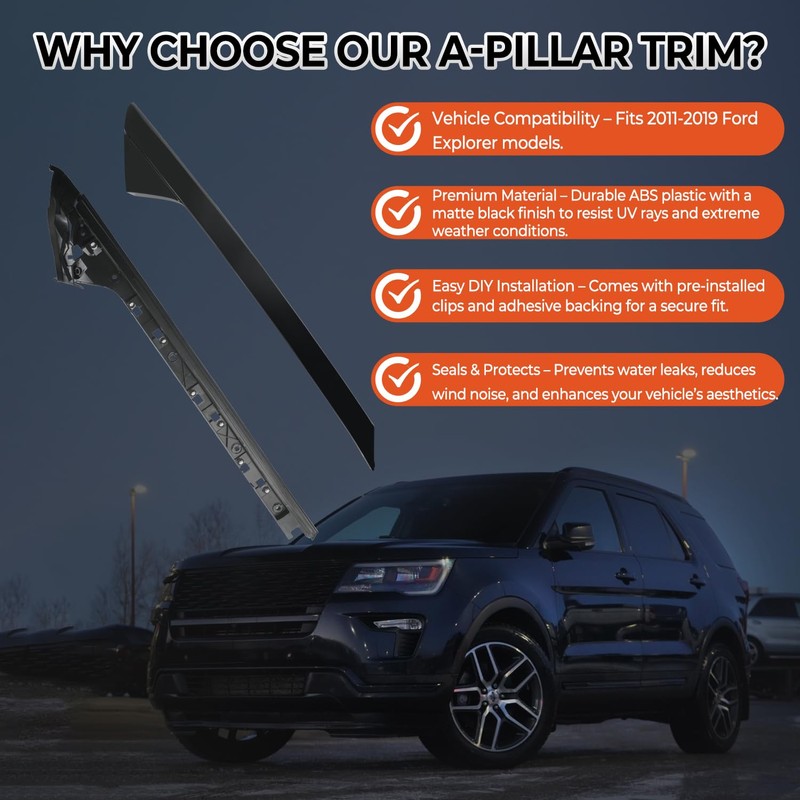 A-Pillar Molding Trim Kit Compatible with 2011-2019 Ford Explorer Left