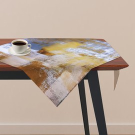 Tablecloth 73 x 73 cm Brown Short Linen Table Decoration Modern Art Painting Tablecloths Aesthetic Table Cloth Decoration Table Runner for Autumn Party Weddings Holidays Birthday