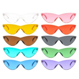 Yoela OLIN Triangle Thick Rimless Sunglasses One Piece Colored Transparent Sunglasses For Women and Men